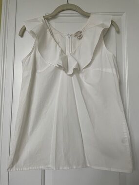 J. Crew White Ruffle-Neck Sleeveless Camisole